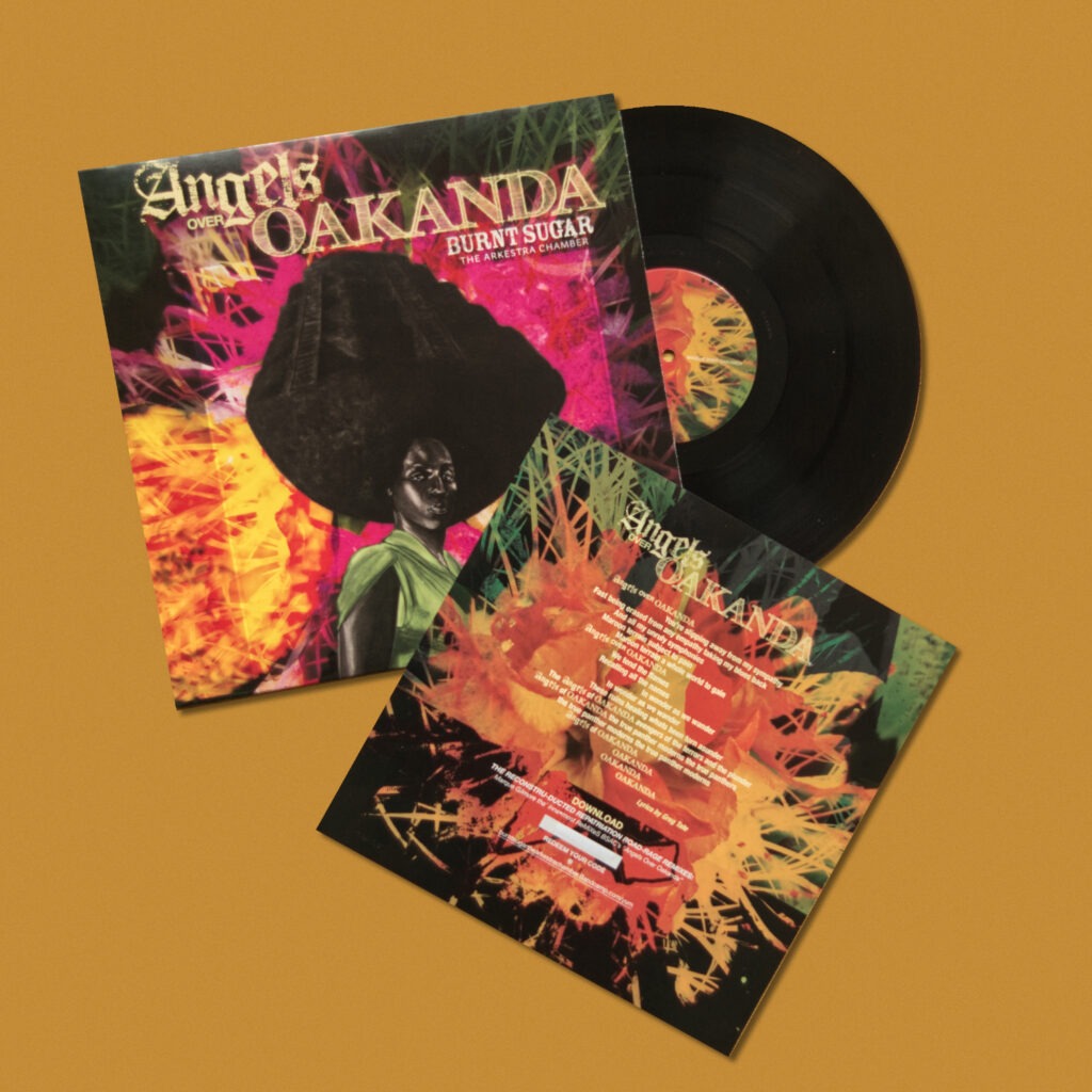 Album art for ‘Angels Over Oakanda’ by Burnt Sugar The Arkestra Chamber. Side 1